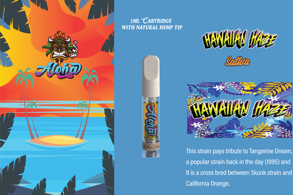 Hawaiian Haze Sativa - 1ml Cartridge with Natural HEMP Tip