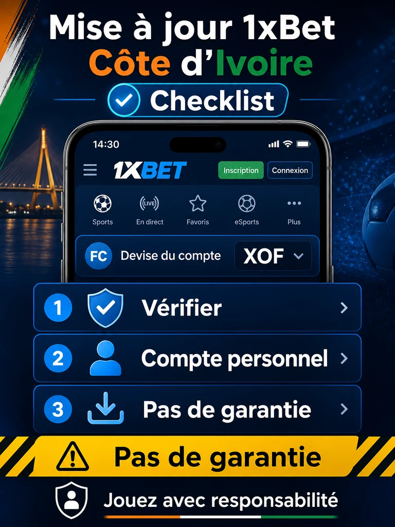 Mise à jour 1xBet Côte d’Ivoire: APK et app